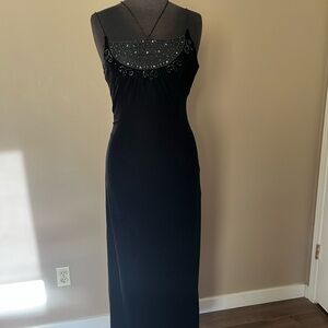 Chic Black Maxi Dress with Beaded Detail